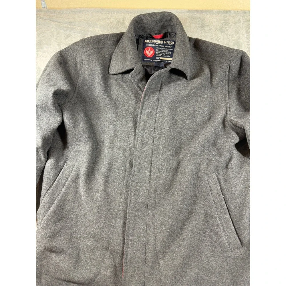 Abercrombie and Fitch Men's Wool Blend  Coat Trench Black Dark Gray XL